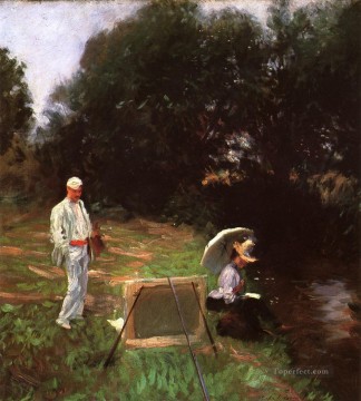  Painting Painting - Dennis Miller Bunker Painting at Calcot John Singer Sargent